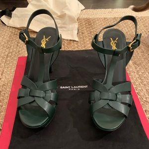 Yves Saint Laurent Soloed Green Tstrap Heels